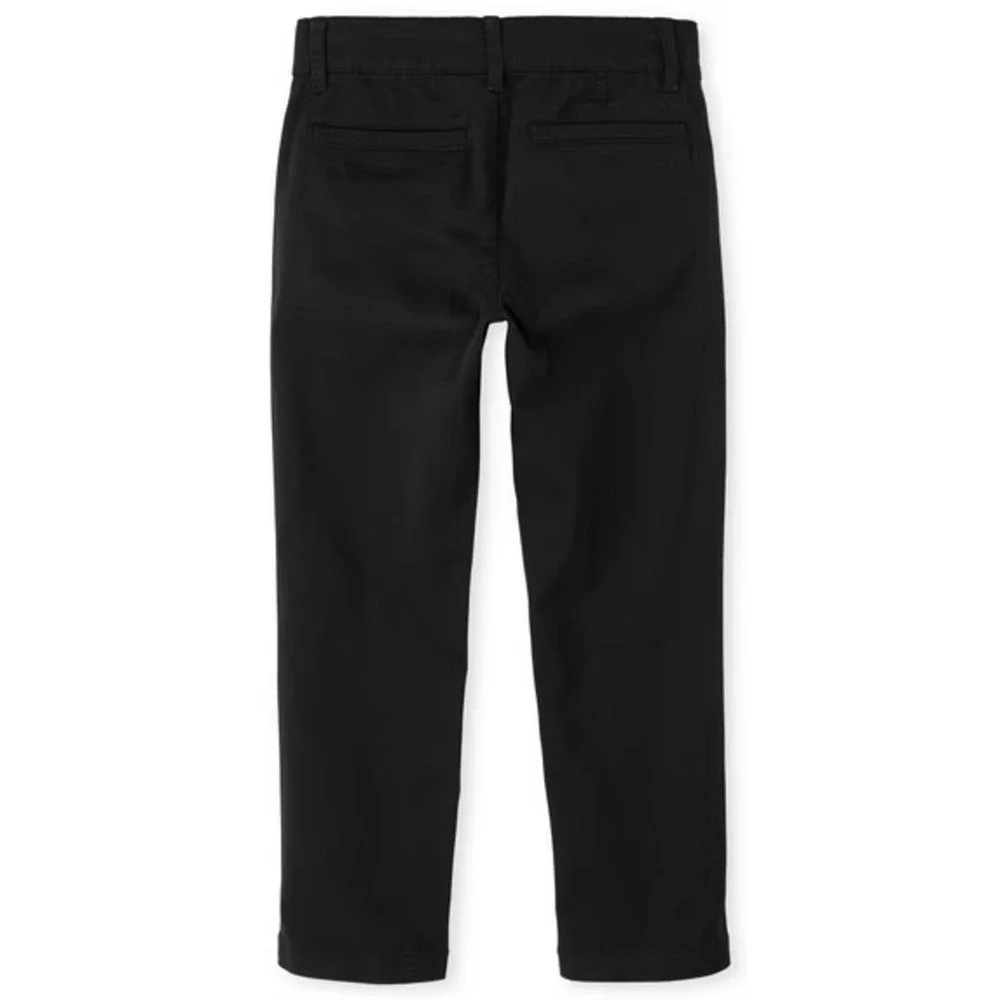 The Children's Place Boys Uniform Chino Pants Size 5 Black Stretch Skinny Fit